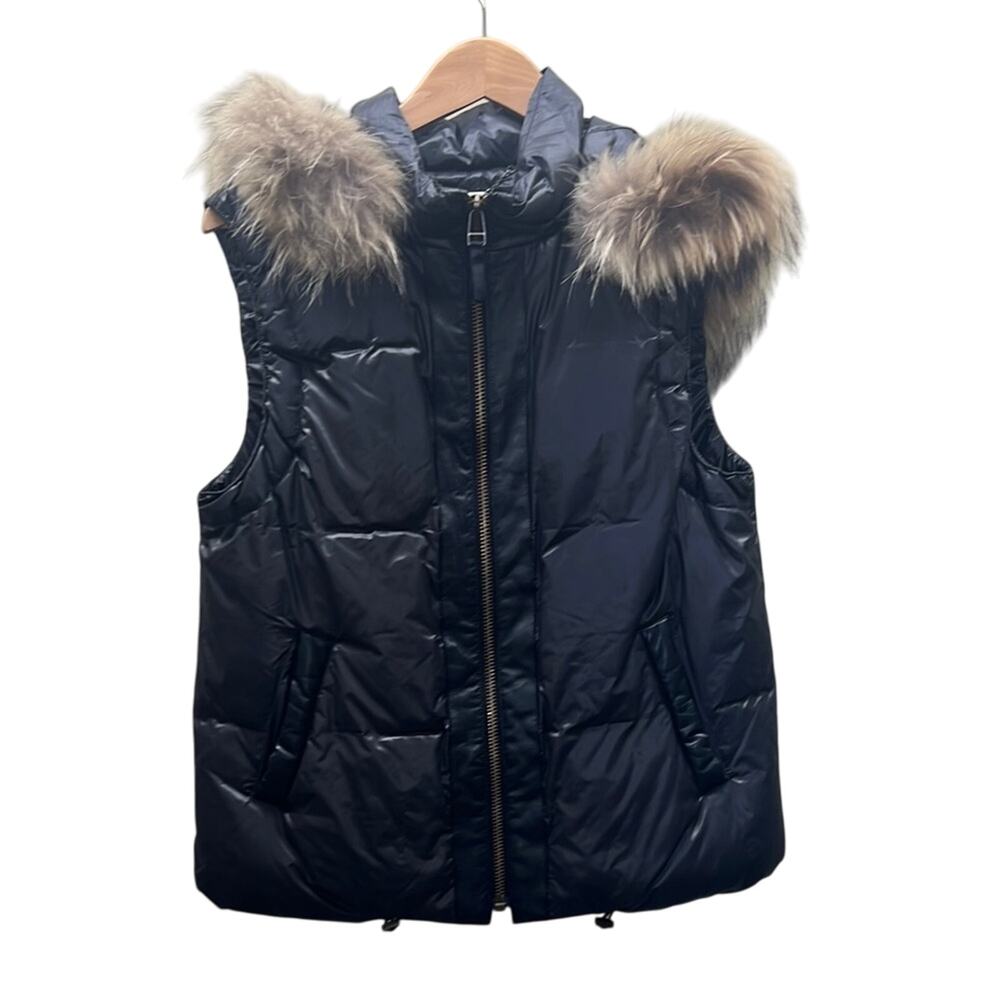 Coatology Black Puffer Vest with Removable Fur Collar